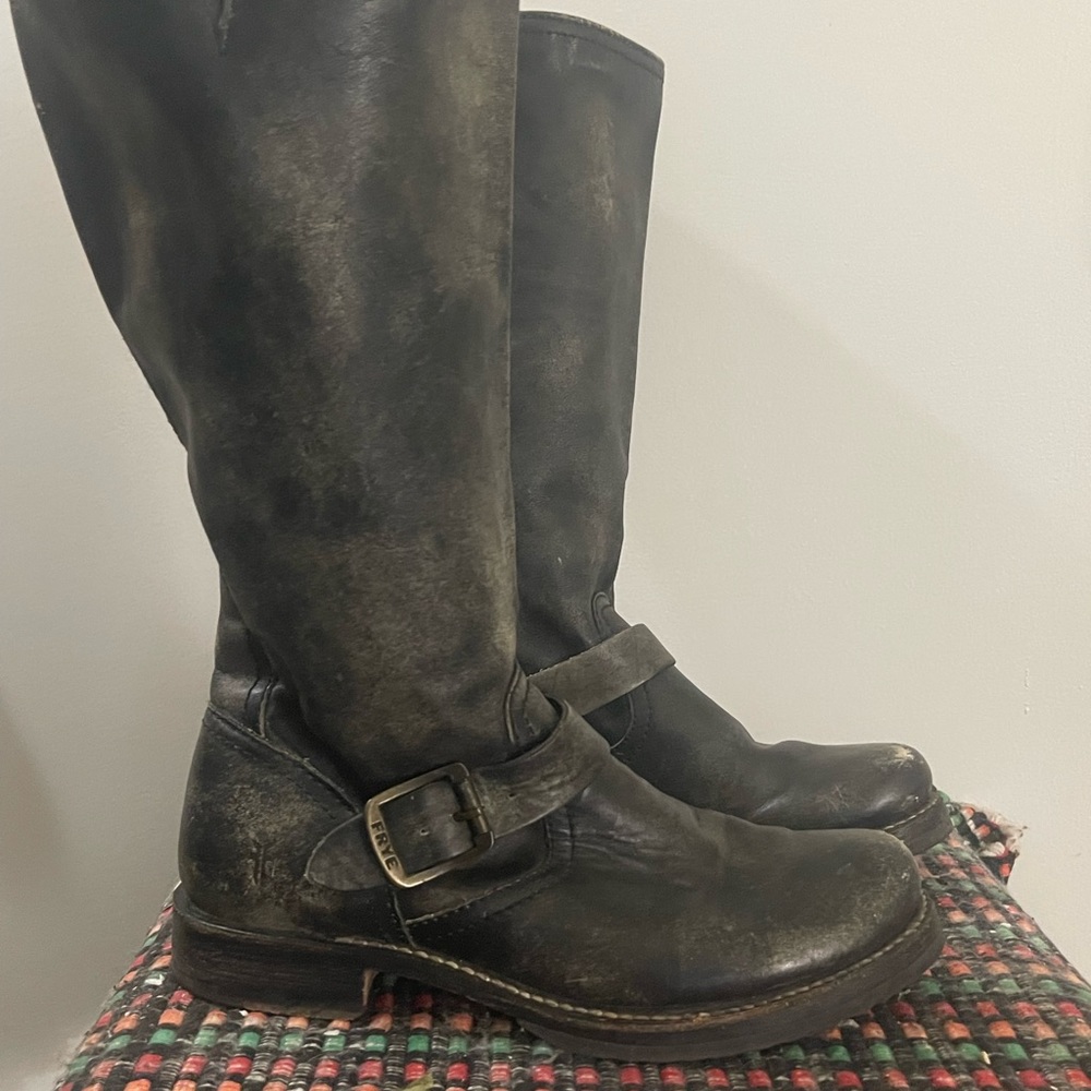 Frye Veronica Slouch Boots.  Distressed Grey, size 8.